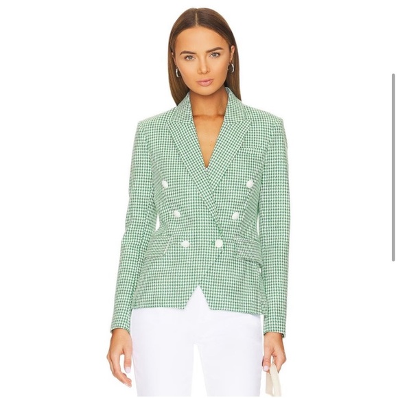 L’AGENCE Kenzie Double-Breasted Blazer in Grass Green - Picture 7 of 13